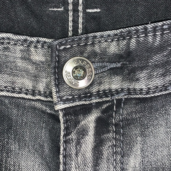 Express Jeans- Black Washed w/ Rhinestones- Sz 12- Zelda Slim Fit Ultra Low Rise - Picture 6 of 10